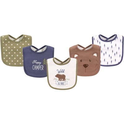 Hudson Baby Infant Boy Cotton Bibs 5pk, Bear, One Size