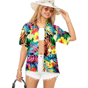 HAPPY BAY Hawaiian Shirts Womens Casual Summer Beach Party Short Sleeve Vacation Tops Blouse Shirt Dressy Colorful Dress Shirts T Shirts - 1 of 4