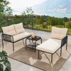 Tangkula 3-Piece L Shaped Patio Furniture Set w/Tempered Glass Table Back & Seat Cushions - 3 of 4
