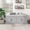 OUTSUPPLY Entryway Storage Bench with 4 Doors & Adjustable Shelves, Shoe Bench with Removable Cushion for Living Room, Hallway - 3 of 4