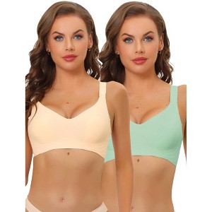 Allegra K Women's Wireless Adjustable Straps No Show Smooth Comfort Minimizers Bras 2 Packs - 1 of 4