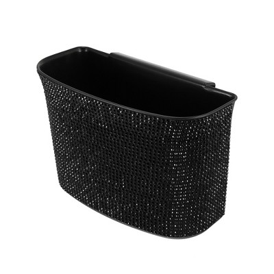 Unique Bargains Bling Faux Crystal Car Trash Can Holder Litter Hanging Wastebasket Bin