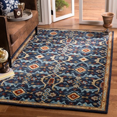 Elegant Heritage Blue Wool 3' x 5' Hand-tufted Rectangular Rug