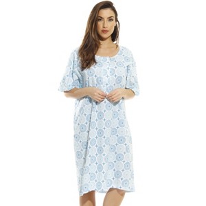 Just Love Womens Nightgown - Short Sleeve Henley Oversized Sleepwear Gown - 1 of 2