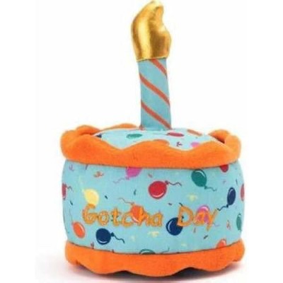 Glow Pups Gotcha Day Plush Toy for Small, Medium & Large Dogs, Dog Present with Squeaker, Pet Birthday Gifts (Gotcha Day Cake)