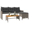 vidaXL Patio Sofa with Table and Cushions L-Shaped Gray Poly Rattan - 4 of 4