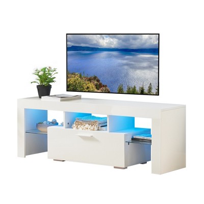 Vynxaria 63" LED TV Stand with Toughened Glass Shelf ¨C Modern Media Console for Up to 65" TVs