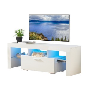 Vynxaria 63" LED TV Stand with Toughened Glass Shelf ¨C Modern Media Console for Up to 65" TVs - 1 of 4