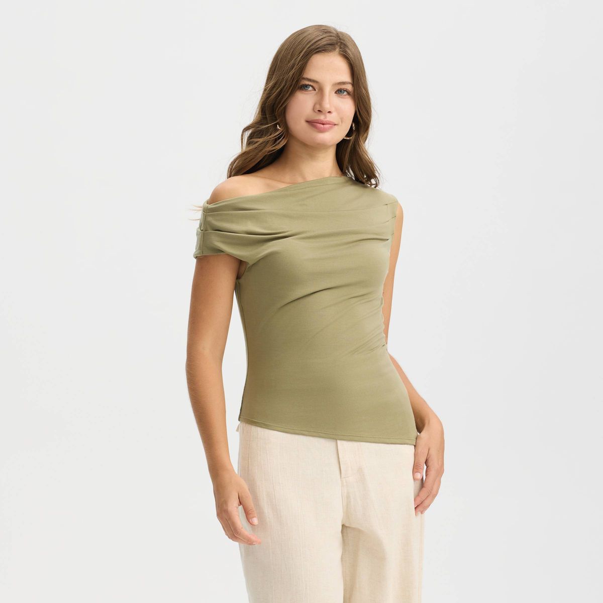 Women's Ruched Asymmetrical Top - A New Day™