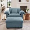 GDFStudio Woodrow Fluffy Armrest Pillows Velvet Chair with Storage Ottoman - 3 of 4