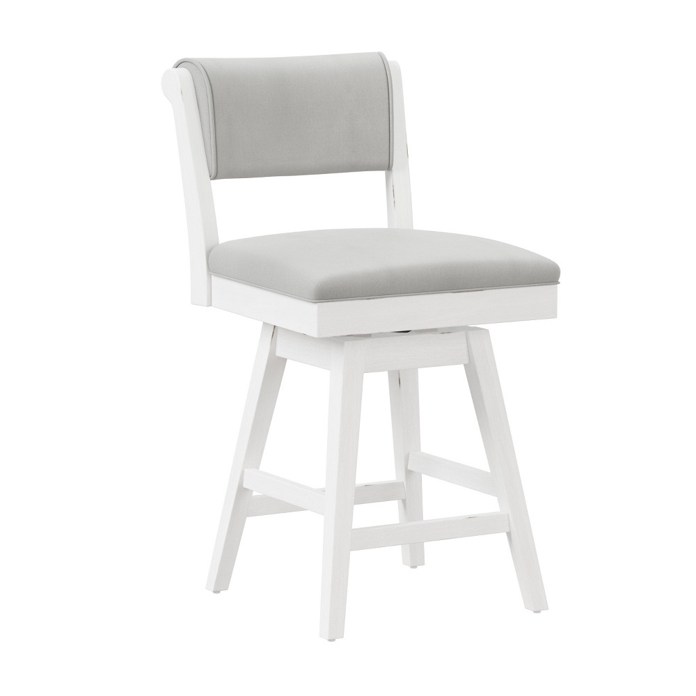 Photos - Storage Combination Clarion Wood and Upholstered Counter Height Swivel Stool Sea White - Hills