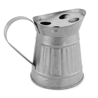 AuldHome Design Farmhouse Galvanized Toothbrush Holder; Pitcher-Shaped Rustic Bathroom Decor Accessory