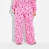 Women's Holiday Print Fleece Graphic Pants - Pink - 3 of 3