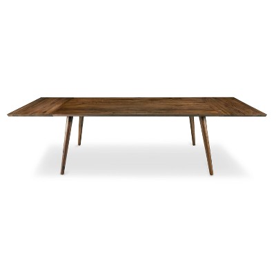 Poly & Bark 71"-110" Cleo Extension Dining Table Walnut: Mid-Century Modern, Seats Up to 12, Iron Frame