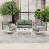 Christopher Knight Home Belle 4 Piece Modern Patio Metal and Rope Upholstered Seating Set with Coffee Table - 2 of 4