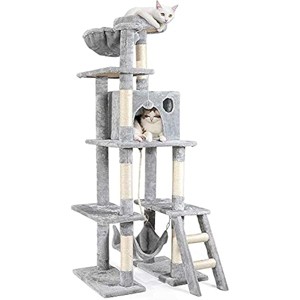 rabbitgoo Cat Tree Cat Tower 61" for Indoor Cats, Multi-Level Cat Condo with Hammock & Scratching  Toys for Play Rest, Light Grey - 1 of 1
