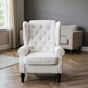 Resenkos Button-Tufted Accent Chair with High Wingback, Rounded Cushioned Armrests and Thick Padded Seat, Set of 2, 4 Chic Wood Legs, - 1 of 4