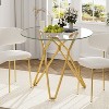 Hrinhom 35.4"W Round Glass Coffee Table,Dining Table with Metal Legs - 4 of 4