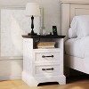 Coucheta Farmhouse Nightstand - with Charging Station, 2 Drawers & Open Shelf, USB Ports & AC Outlets for Bedroom, White, Single or Set of 2 - 2 of 4