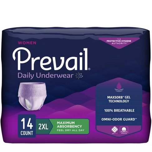 Plus Size Incontinence Underwear for Women, Maximum, 2XL, 14 Ct