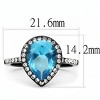 Slickblue Polished IP Black Stainless Steel Ring for Women Sea Blue Synthetic Glass, Size 5-10 - 2 of 4