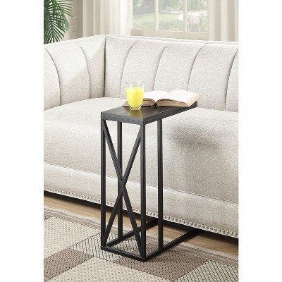 HomeStock Rustic Industrial End Table with Open Shelf Design, Powder Coated Metal Frame and Spacious Surface for Storage or Décor