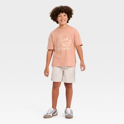 Детские Cat & Jack Boys' Short Sleeve Astronaut Paradise Oversized Graphic T-Shirt - Cat & Jack™ Clay Pink M — фото 4