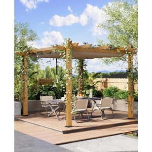 Outdoor Aluminum Pergola, Metal Freestanding Shelter with Adjustable Sun Shade Canopy, Reinforced Frame Outdoor Shelter for Patios - 1 of 4