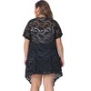 Agnes Orinda Women's Plus Size Lace Crochet Short Sleeves Sheer Open Front Trendy Cardigan - 4 of 4