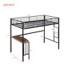 Twin Metal Loft Bed with Desk Ladder and Guardrails Loft Bed for Bedroom Black - 3 of 3