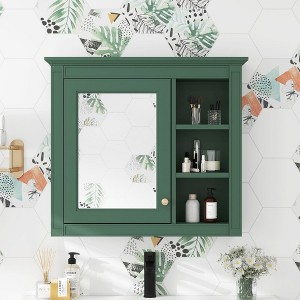 30''x28'' Bathroom Wall Mount Cabinet With Open Shelves Bathroom Wall Mounted Cabinet Wooden Hanging Cabinet Storage Cabinets - 1 of 4