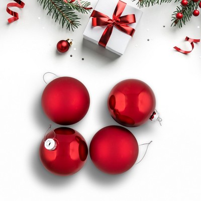 Red and Gold Matte Glass Christmas Ball Ornament Set