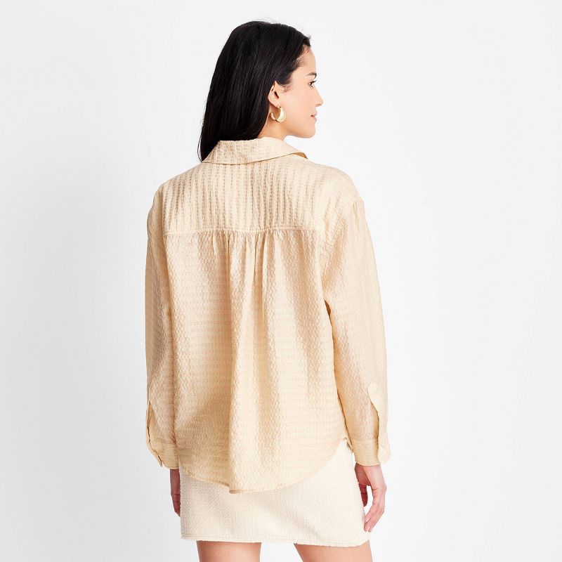 Women's Long Sleeve Utility Button-Down Top - Future Collective™ with Jenny K. Lopez Beige, 2 of 5