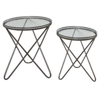 Set of 2 Industrial Metal Accent Tables Gray - Olivia & May