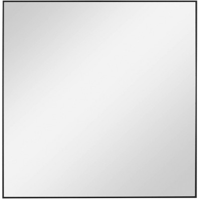 Contemporary Black Wood Square Mirror 29"