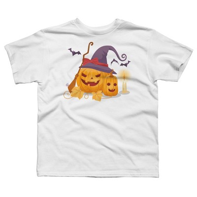Boy's Design By Humans Halloween Witch Pumpkins With Bats Witch Pumpkins With Bats By VectorVillain T-Shirt