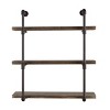Danya B. 35" x 31.5" Three Tier Industrial Pipe Wall Shelf Natural: Laminated, Metal Frame, 90lb Capacity - 3 of 4