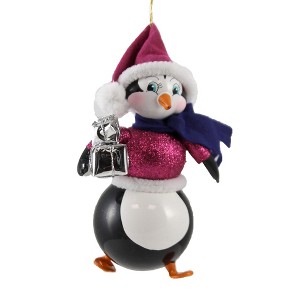 Italian Ornaments 6.0 Inch Penguin In Santa Hat & Vest Ornament Italian Bird Christmas Tree Ornaments - 1 of 3