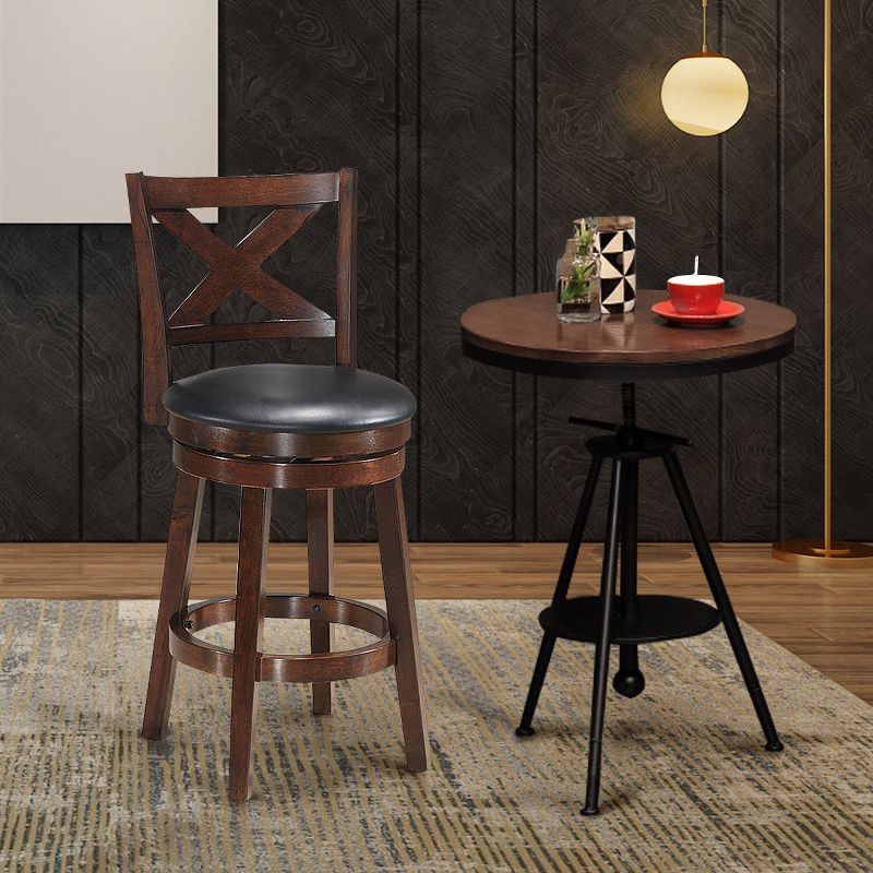 Costway Swivel Stool 24'' Counter Height X-Back Upholstered Dining Chair Kitchen Espresso, 4 of 7