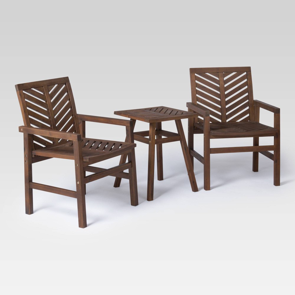 3pc Coro Chevron Outdoor Chat Set Dark Brown Saracina Home