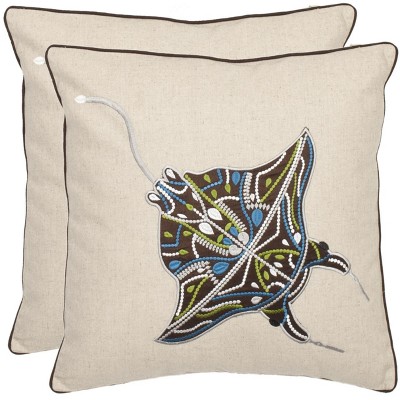 Sakura Ray Pillow (Set of 2) - Multi/Cream - 18"X18" - Safavieh