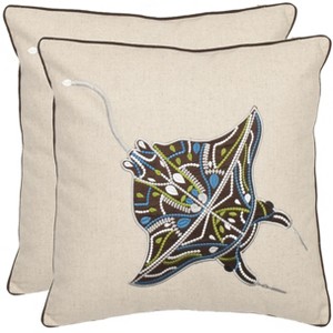 Sakura Ray Pillow (Set of 2) - Multi/Cream - 18"X18" - Safavieh - 1 of 3
