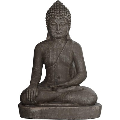 John Timberland Sitting Buddha Statue Sculpture Zen Decor Outdoor Garden Front Porch Patio Yard Outside Weathered Light Sandstone Finish 29 1/2" Tall