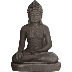 John Timberland Sitting Buddha Statue Sculpture Zen Decor Outdoor Garden Front Porch Patio Yard Outside Weathered Light Sandstone Finish 29 1/2" Tall - 1 of 4