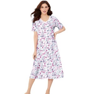 Dreams & Co. Women's Plus Size Long Print Sleepshirt - 1 of 4