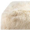 Livabliss Kharaa 14"H x 24"W x 24"D Hide Leather and Fur White Pouf - 2 of 4