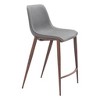 HomeRoots Set of Two 26" Slate Gray and Brown Faux Leather and Steel Counter Height Bar Chairs - 4 of 4