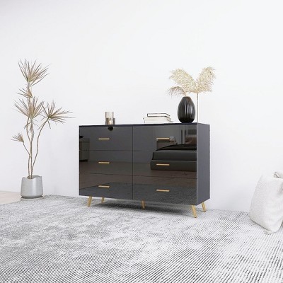 NicBex 6-Drawer Chest of Drawers with Golden Handles & Steel Legs, Large Drawers for Ample Storage, Modern Design for Bedroom/Living Room