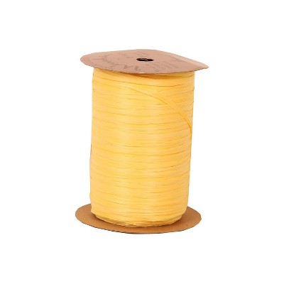 JAM Paper Raffia Ribbon Yellow 3/8 Inch x 100 Yards Sold Individually (1082792)