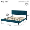 Bed Frame, Velvet Upholstered Full Platform Bed Frame - Adjustable Headboard, No Box Spring Required, Easy Assembly, Quiet Sleep Experience - 3 of 4